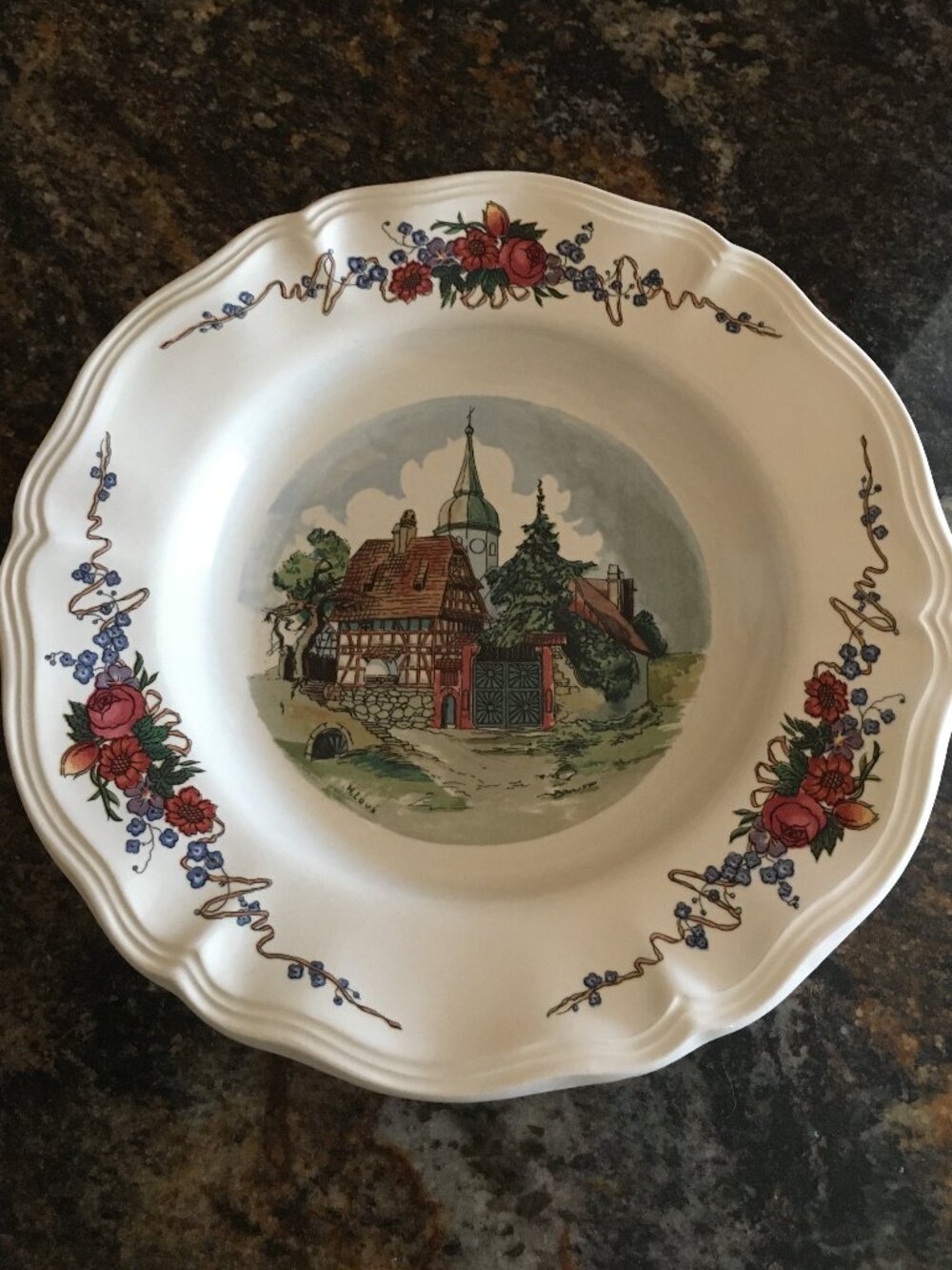 VTG Sarreguemines Obernai Henri Loux French Faience Large Rimmed Soup Bowl #2